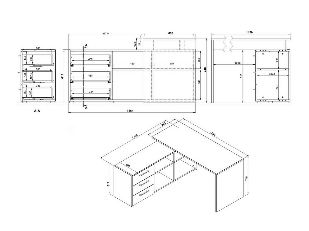Ugaoni kancelarijski sto Fivcalu 101 (Navarra hrast + Graphite)