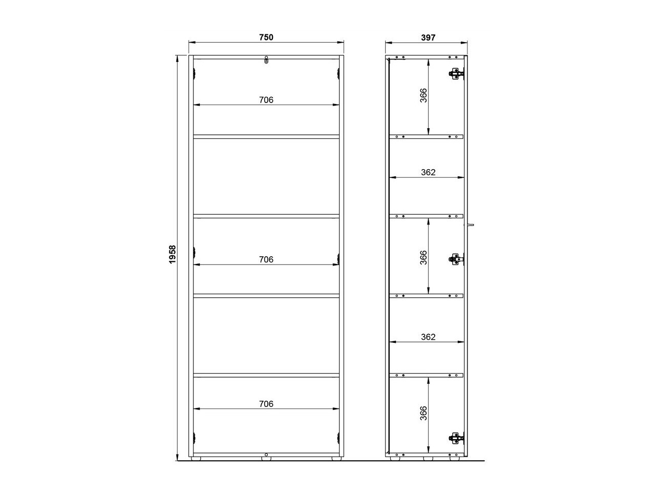Ormar Fivcalu 107 (Navarra hrast + Graphite)