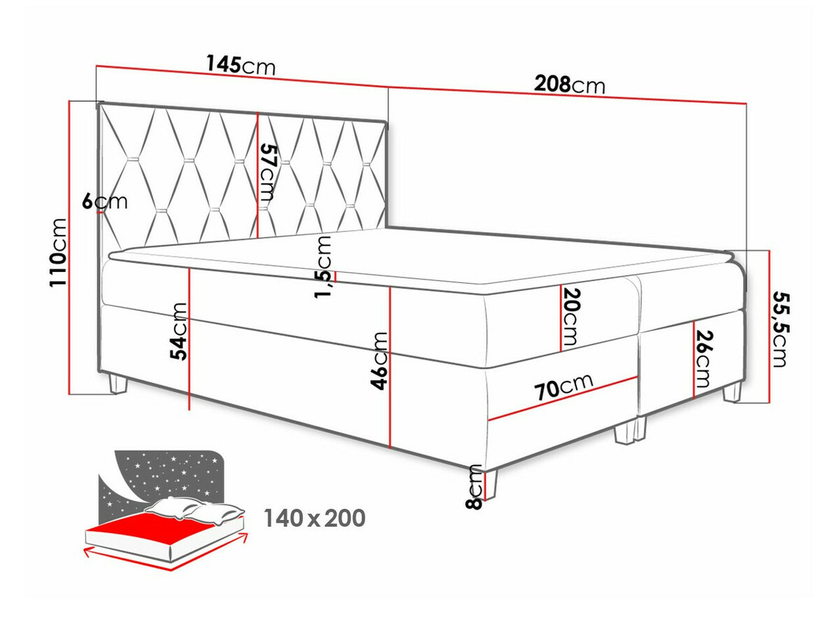 Boxspring krevet Baltimore 176 (Fresh 37)