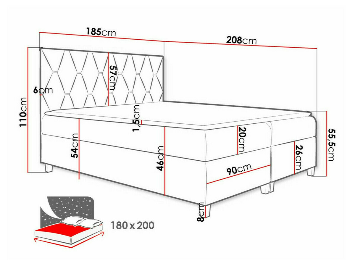 Boxspring krevet Baltimore 176 (Fresh 8)