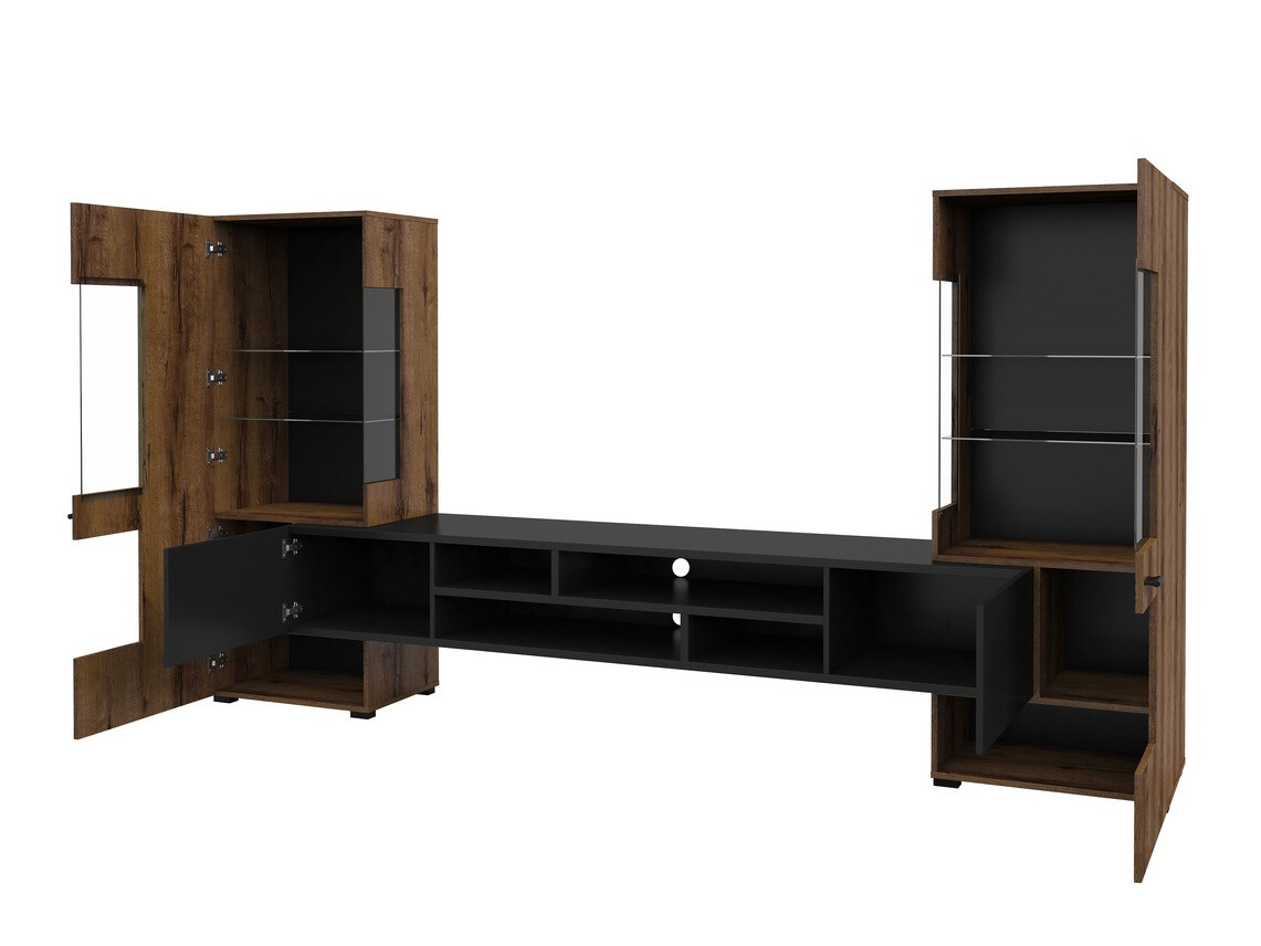 Set za dnevnu sobu Mondalo 101 (Manastirski hrast + Mat crna)