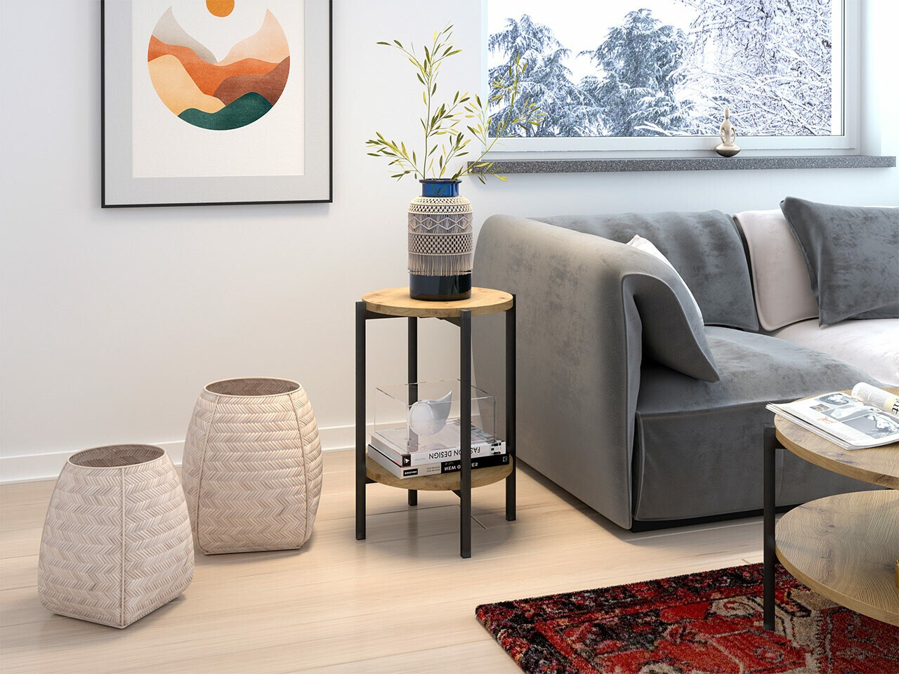 Side table Comfivo 221 (Zanatski hrast + Crno)