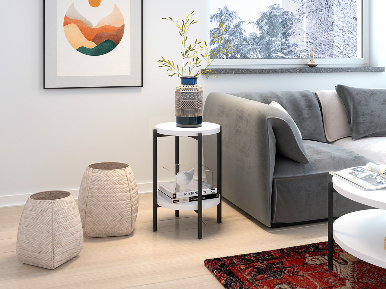 Side table Providence 179 (Belo + Crno)