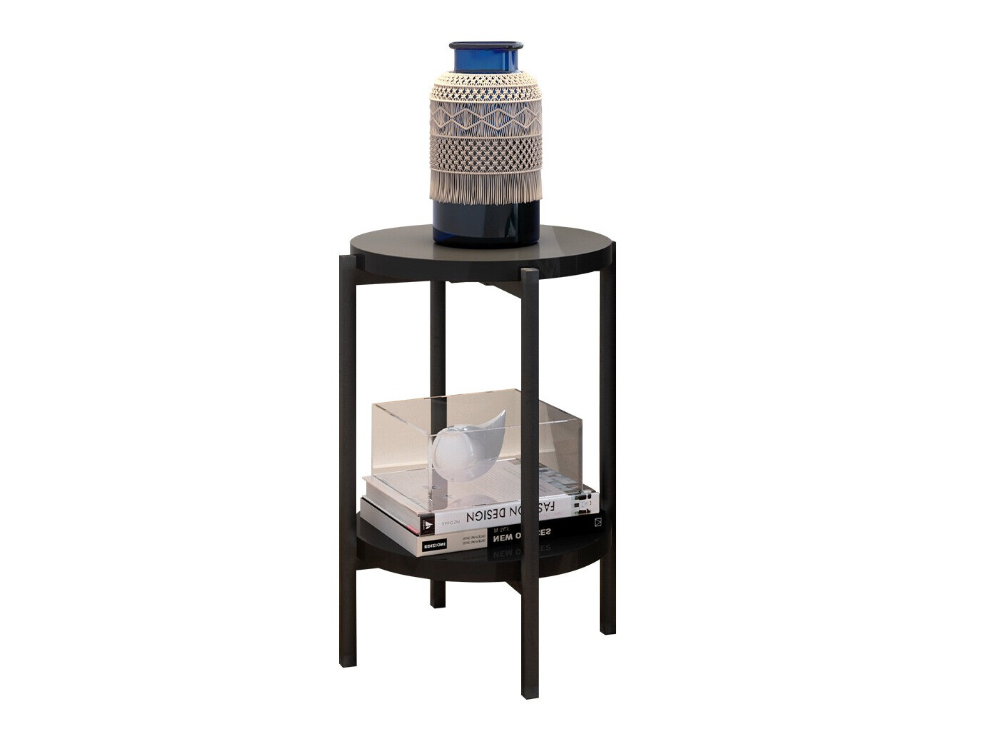 Side table Providence 179 (Crna visoki sjaj + Crno)