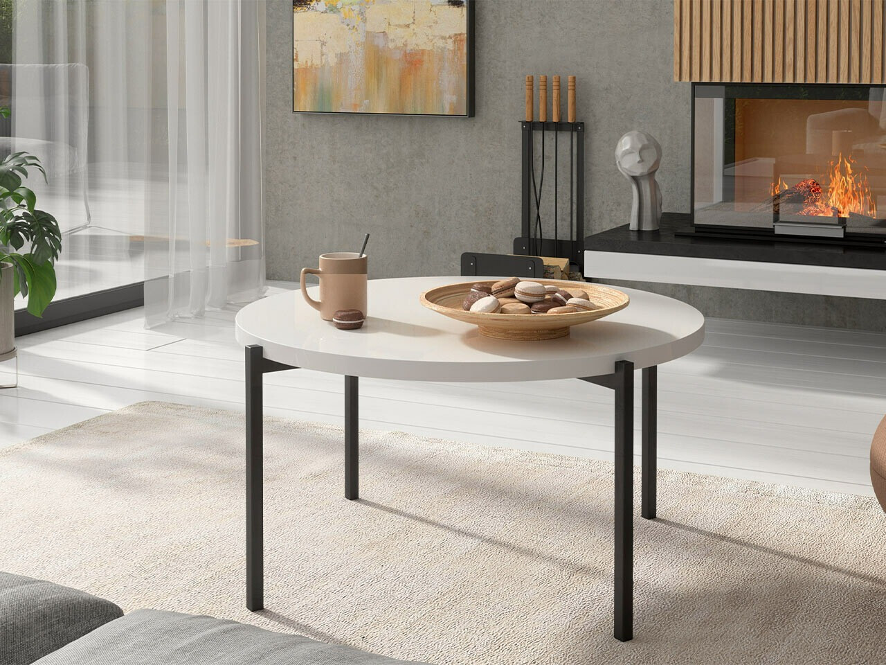 Stočić za kafu Providence 176 (Sjajno belo + Crno)