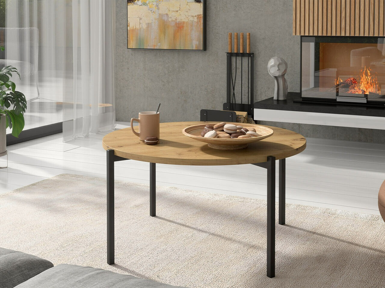 Stočić za kafu Providence 180 (Zanatski hrast + Crno)