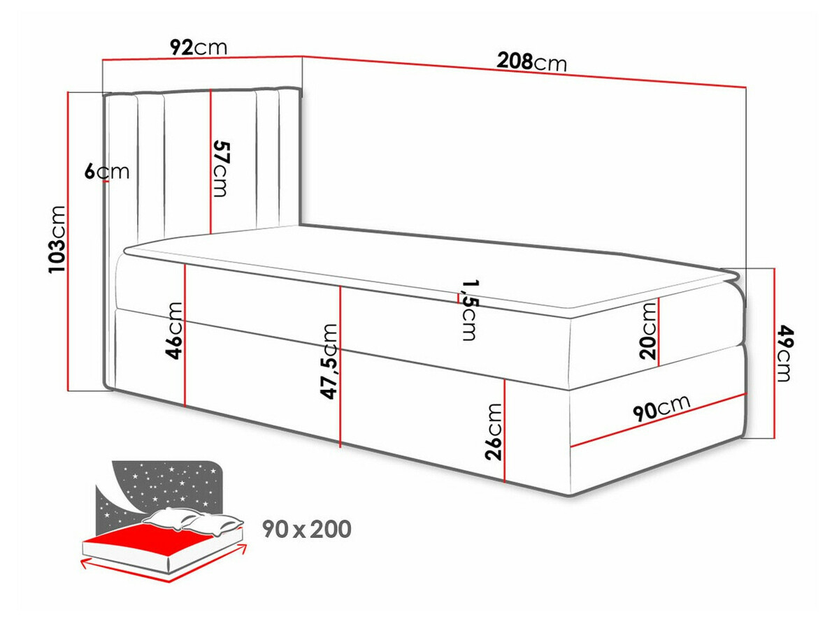 Boxspring krevet Mel I (Kameleon 72)