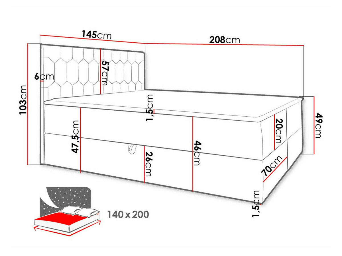 Boxspring krevet Pons III (Fresh 4)