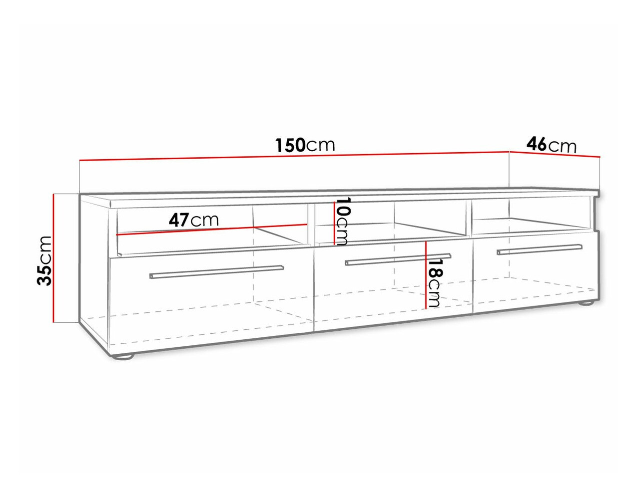 TV sto Nashville 100 (Belo + Crna visoki sjaj)