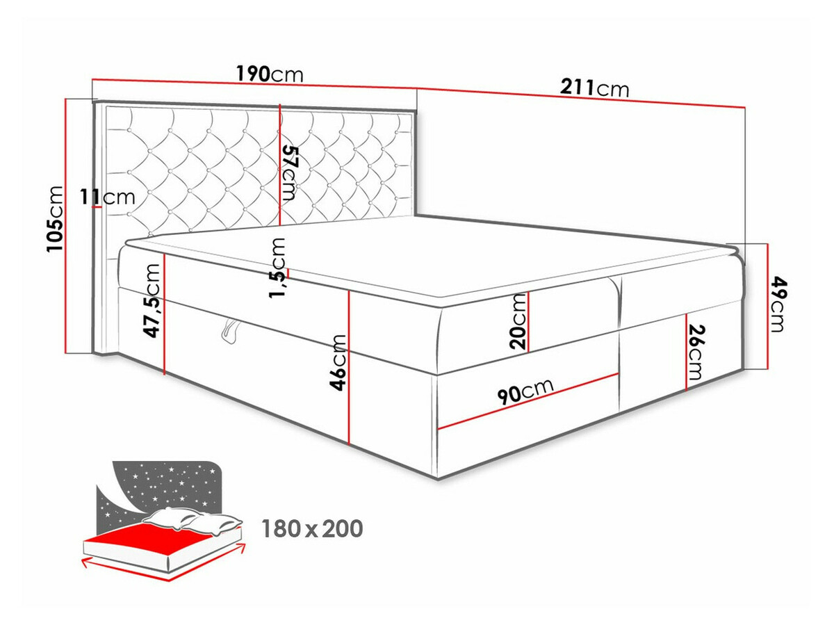 Boxspring krevet Navis I (Hrast Votan + Faro 14)