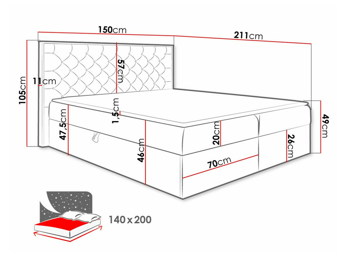 Boxspring krevet Navis I (Hrast Votan + Faro 16)