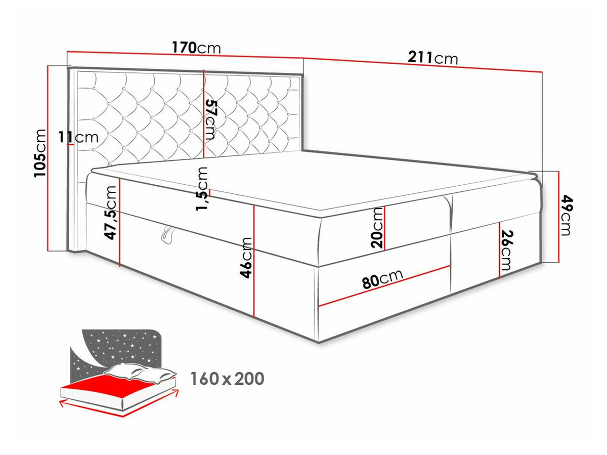 Boxspring krevet Navis I (Hrast Votan + Faro 16)