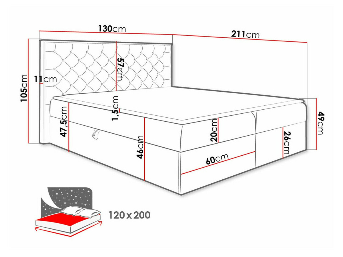 Boxspring krevet Navis I (Hrast Votan + Faro 20)