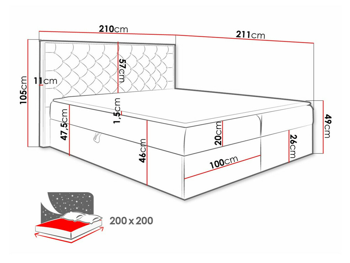 Boxspring krevet Navis I (Hrast Votan + Faro 5)