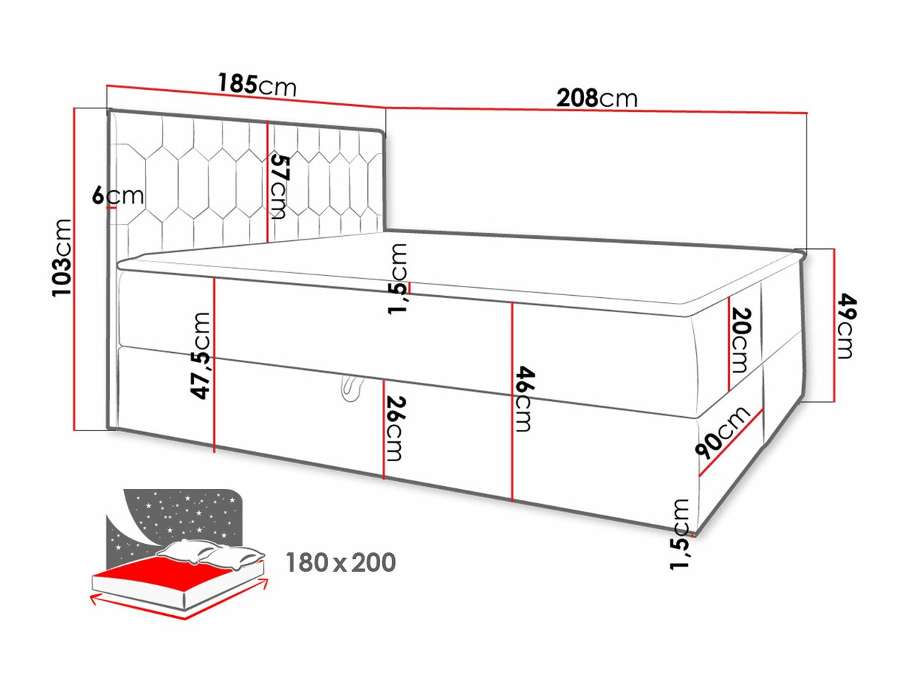 Boxspring krevet Pons III (Fresh 1)