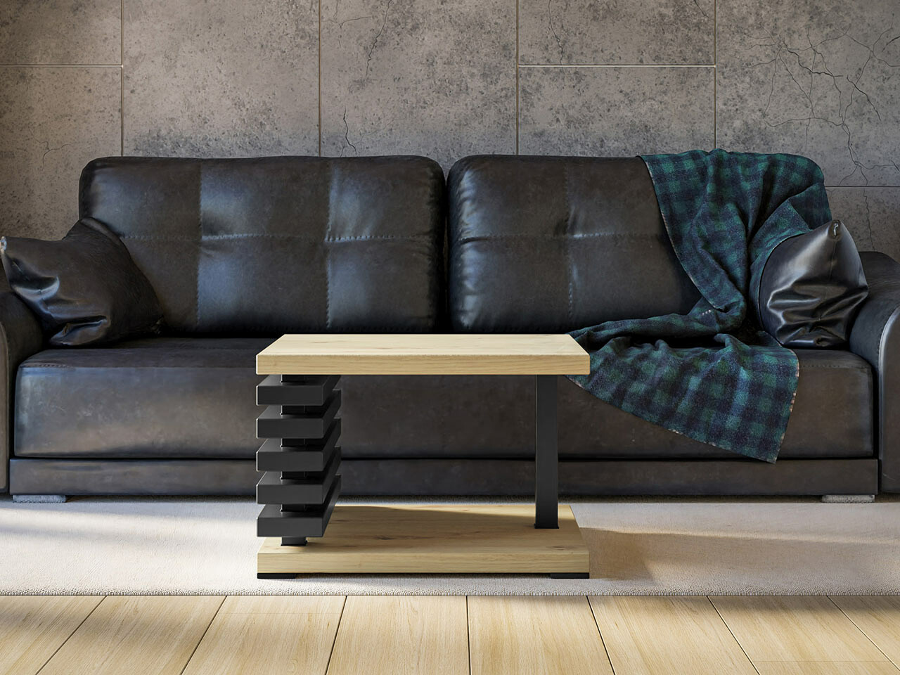 Stočić za kafu Goodyear 123 (Zanatski hrast + Crno)