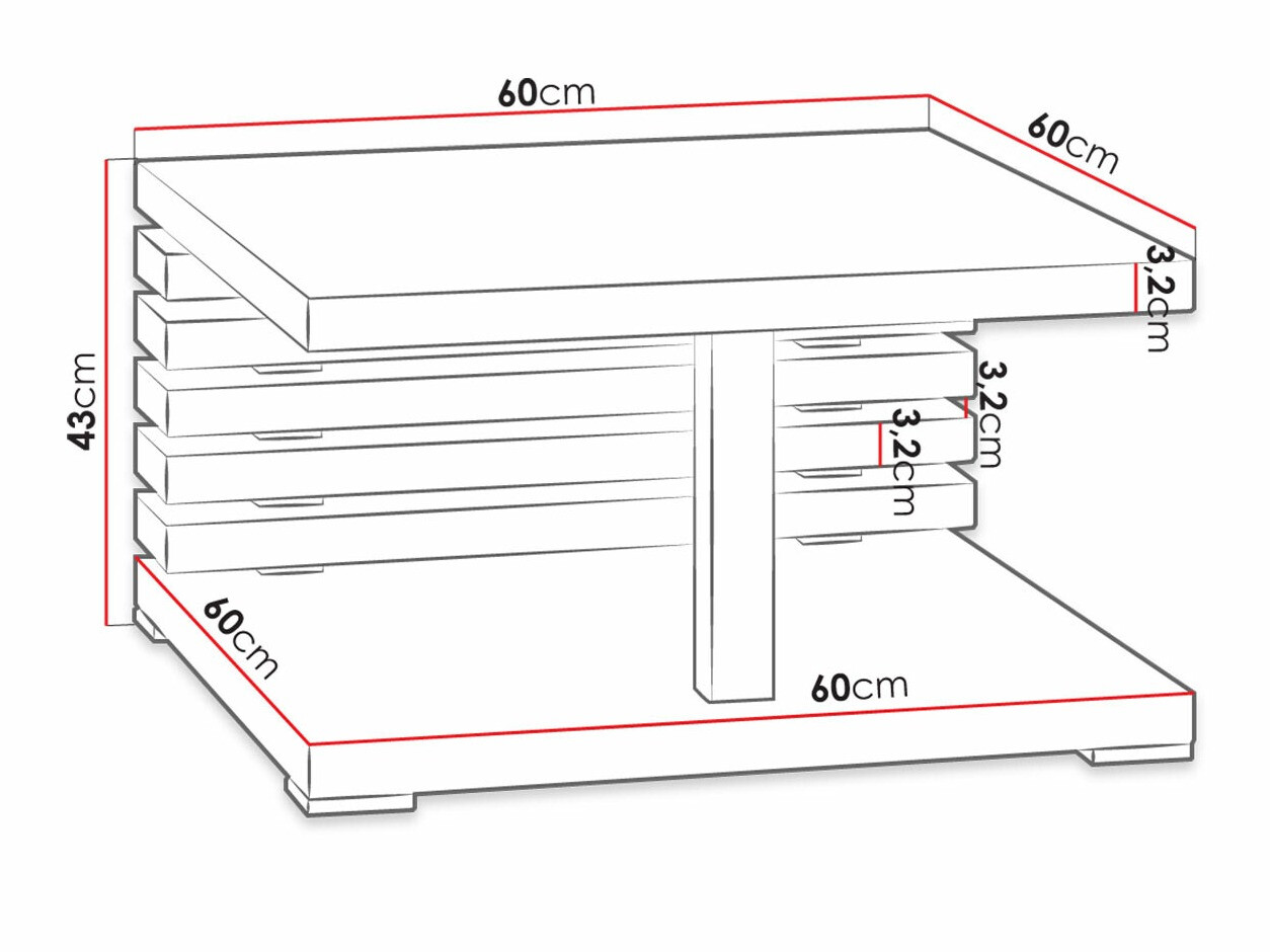 Stočić za kafu Goodyear 123 (Zanatski hrast + Crno)