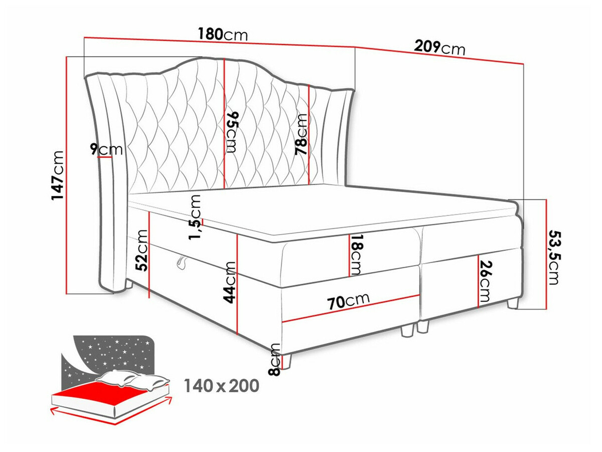 Boxspring krevet Baltimore 183 (Fresh 37)