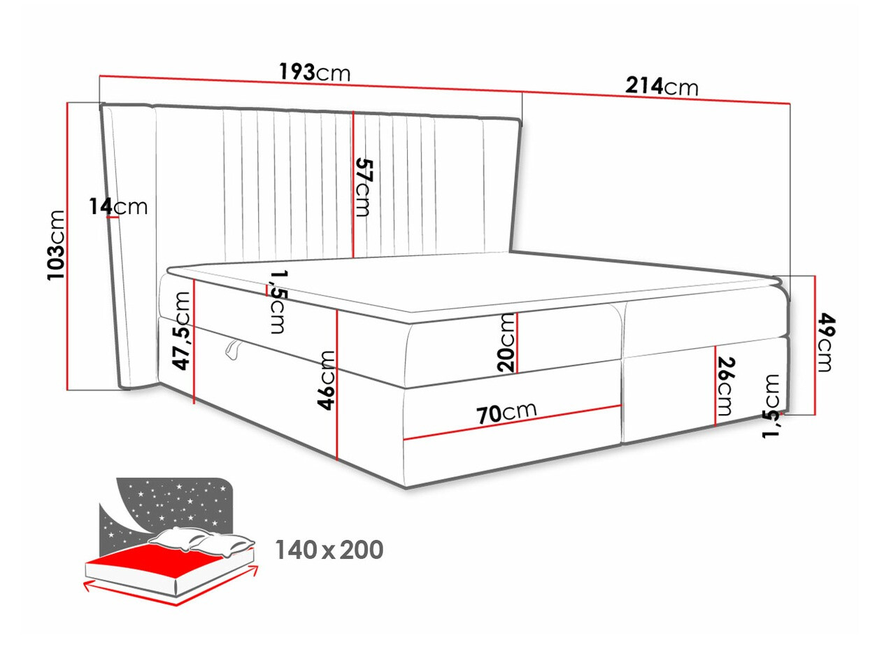 Boxspring krevet Baltimore 184 (Magic Velvet 2260)