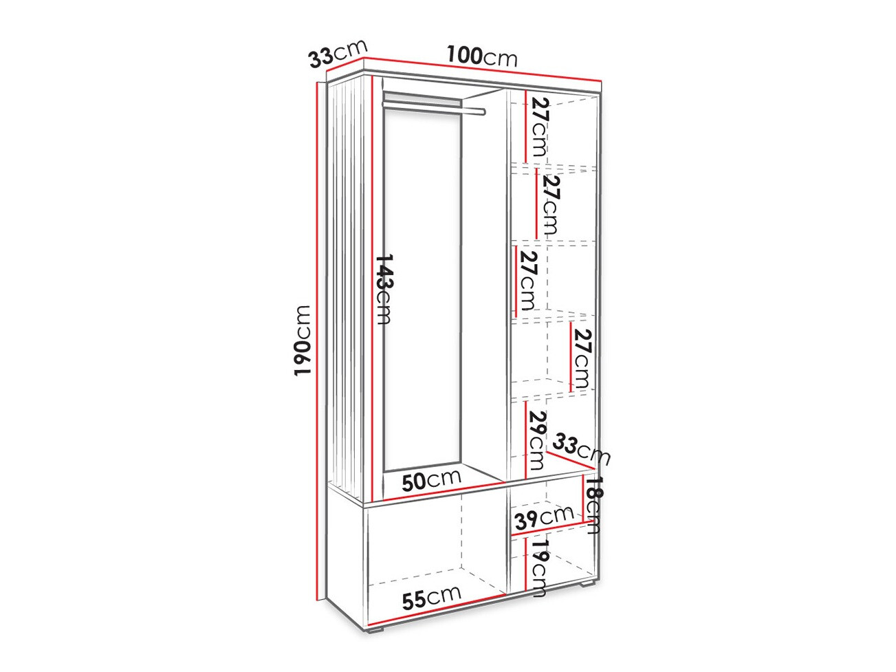 Set za hodnik Stanton 145 (Zanatski hrast)