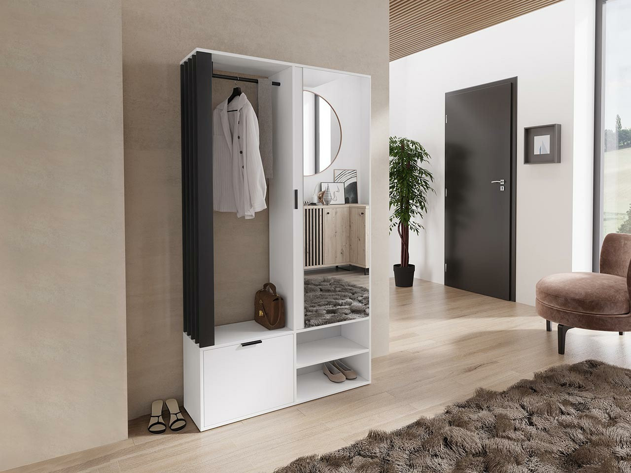 Set za hodnik Stanton 145 (Belo + Crno)