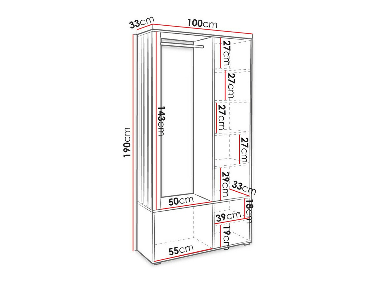 Set za hodnik Stanton 145 (Belo + Crno)