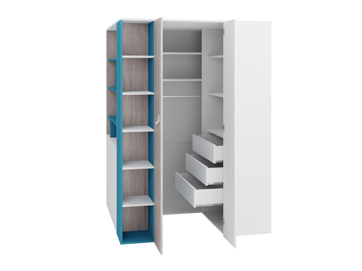 Dečija soba Camteso 115 (Belo + Hrast + Tirkizna)