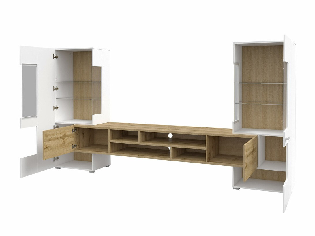 Set za dnevnu sobu Mondalo 101 (Hrast Votan + Sjajno belo)