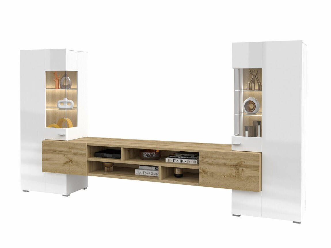 Set za dnevnu sobu Mondalo 101 (Hrast Votan + Sjajno belo)