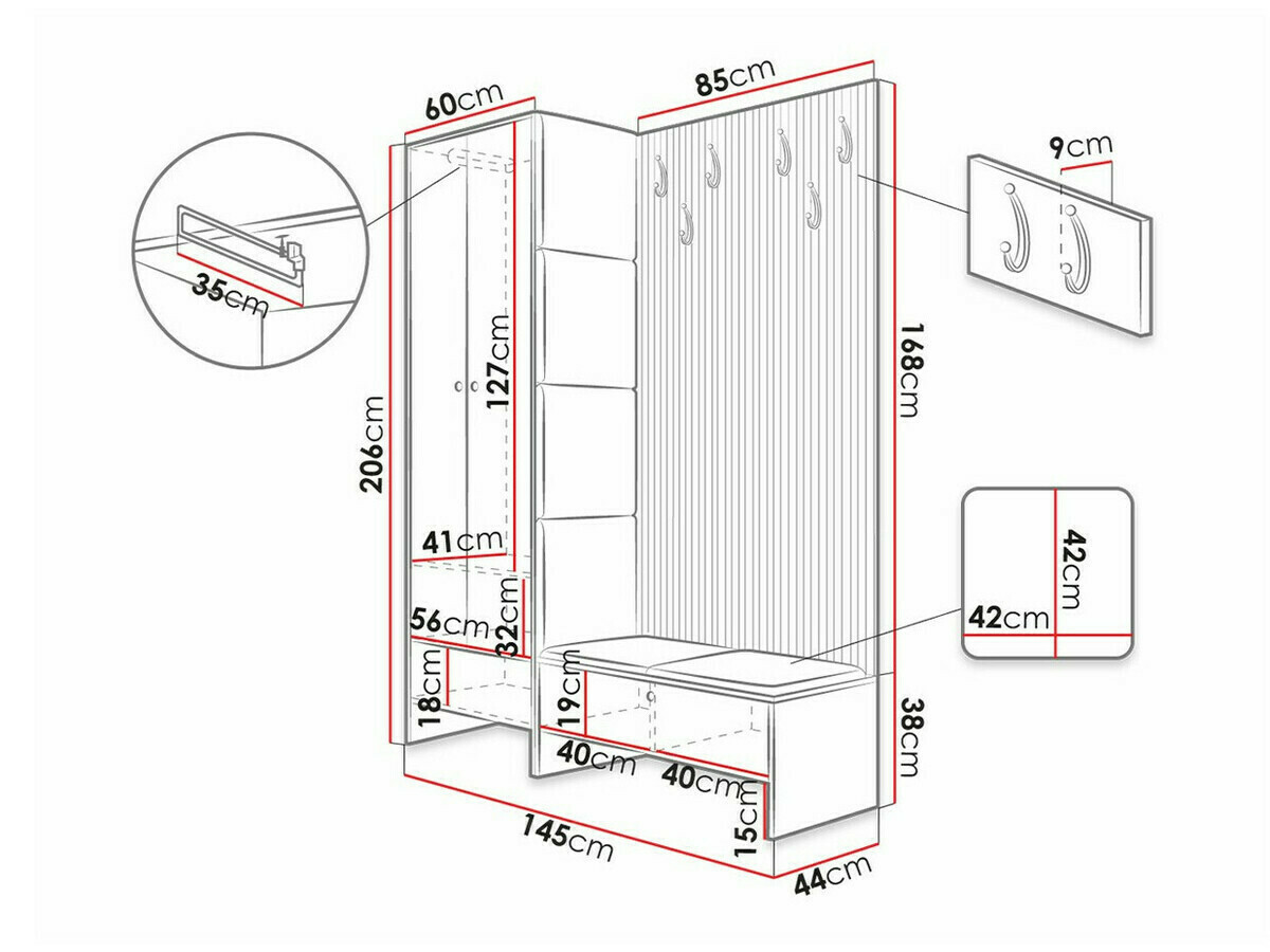 Set za hodnik Hartford 320 (Zanatski hrast + Manila 32)