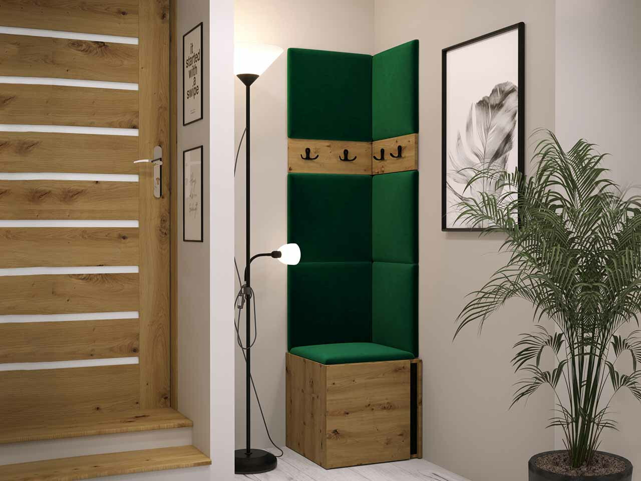 Set za hodnik Hartford 347 (Zanatski hrast + Crno)