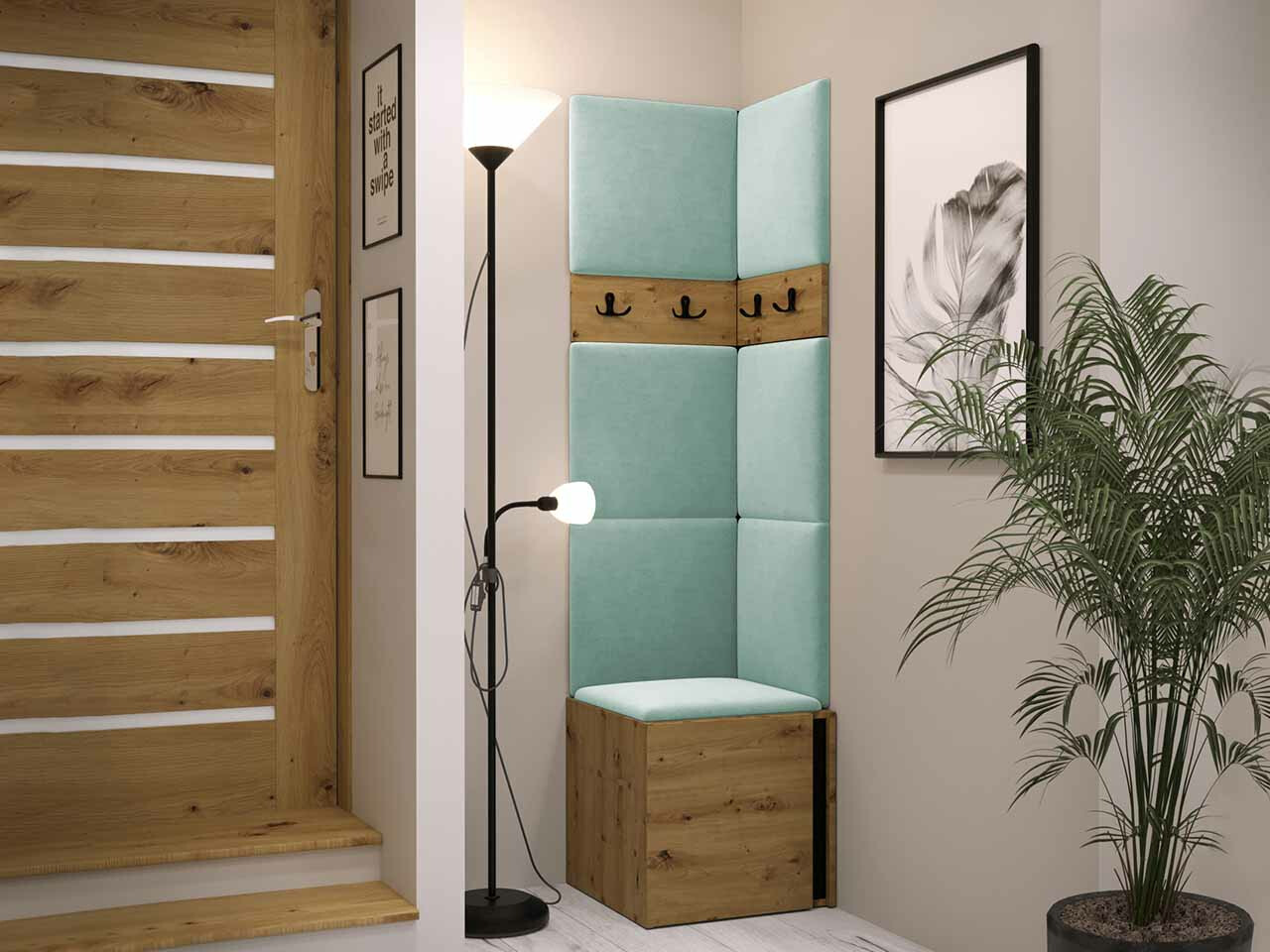 Set za hodnik Hartford 347 (Zanatski hrast + Crno)