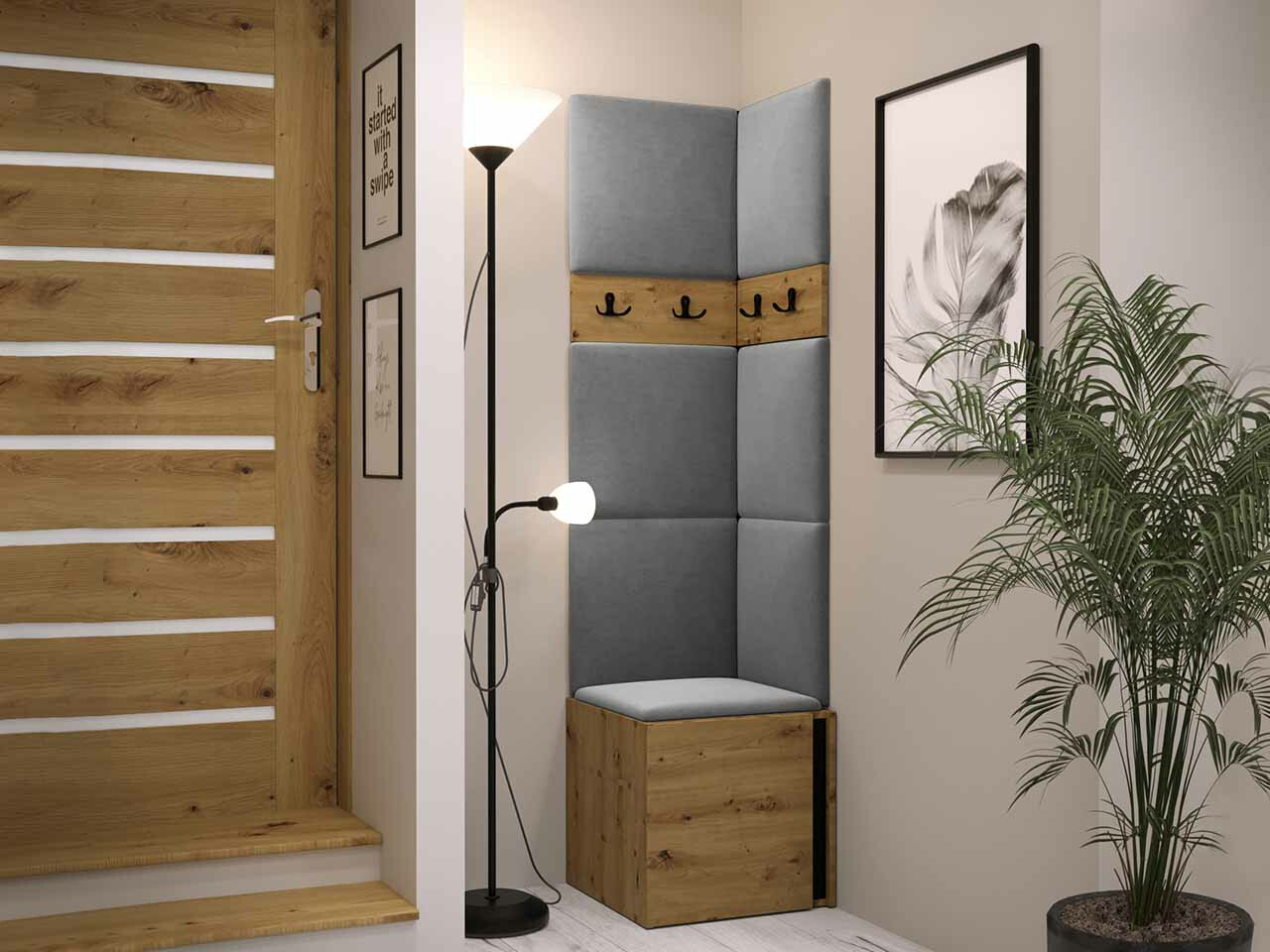 Set za hodnik Hartford 347 (Zanatski hrast + Crno)