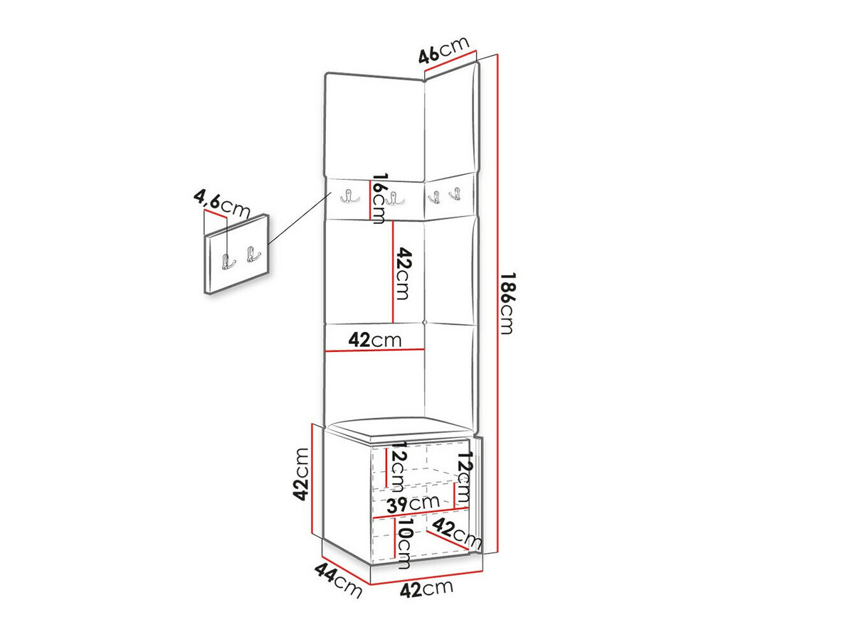 Set za hodnik Hartford 347 (Zanatski hrast + Crno)