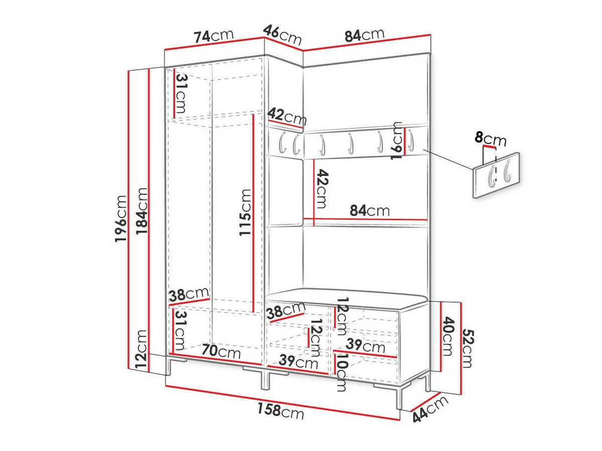 Set za hodnik Tivsoa 100 (Craft hrast)