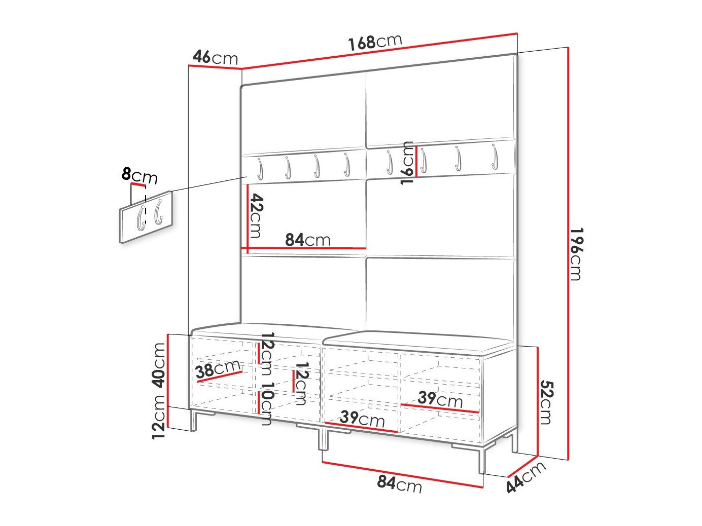 Set za hodnik Tivsoa 101 (Belo)
