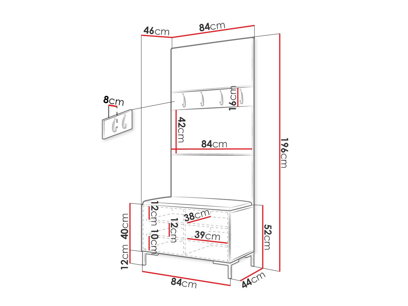Set za hodnik Tivsoa 102 (Belo)