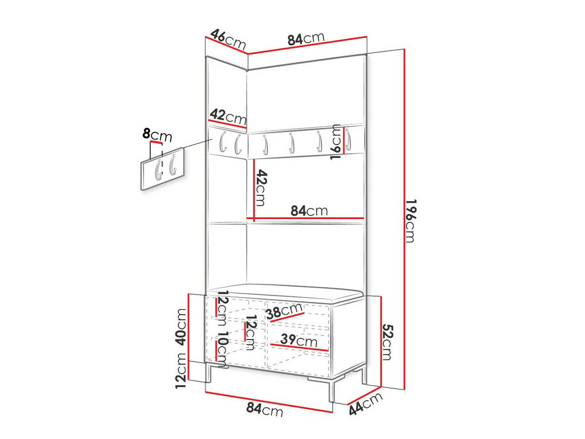 Set za hodnik Tivsoa 103 (Belo)