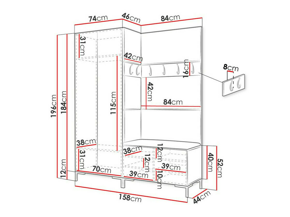 Set za hodnik Tivsoa 107 (Craft hrast)