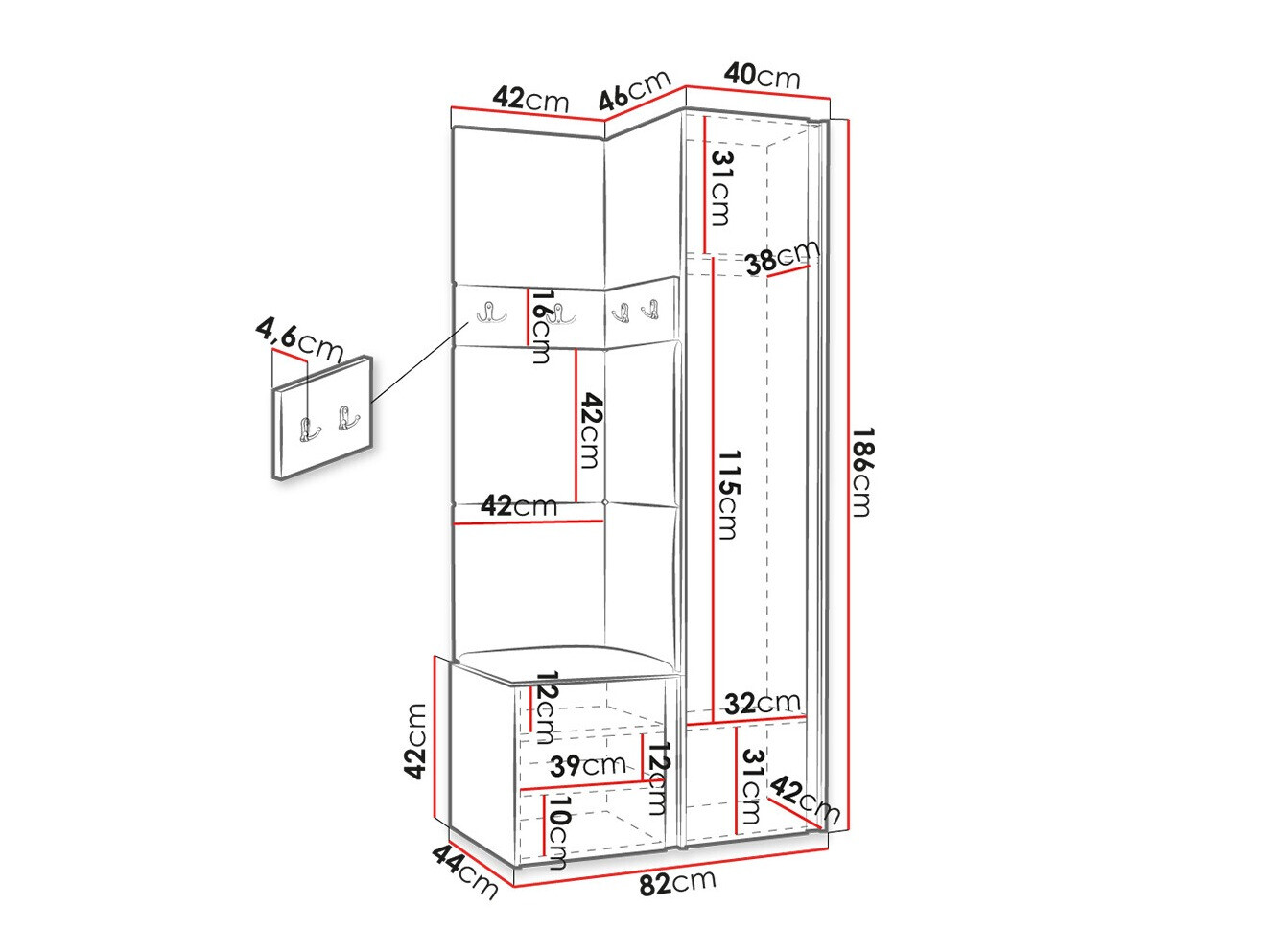 Set za hodnik Hartford 348 (Belo)