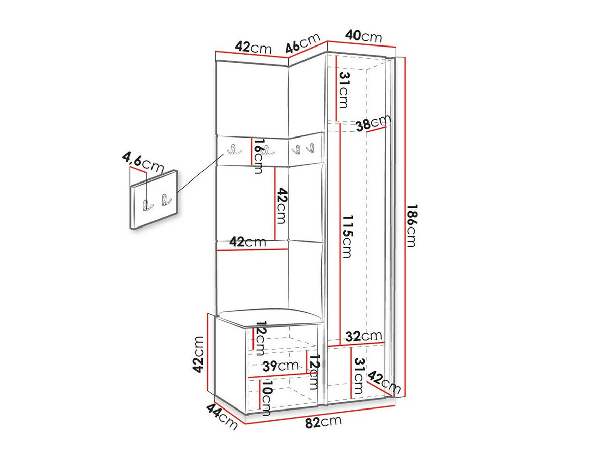 Set za hodnik Hartford 348 (Grafit)