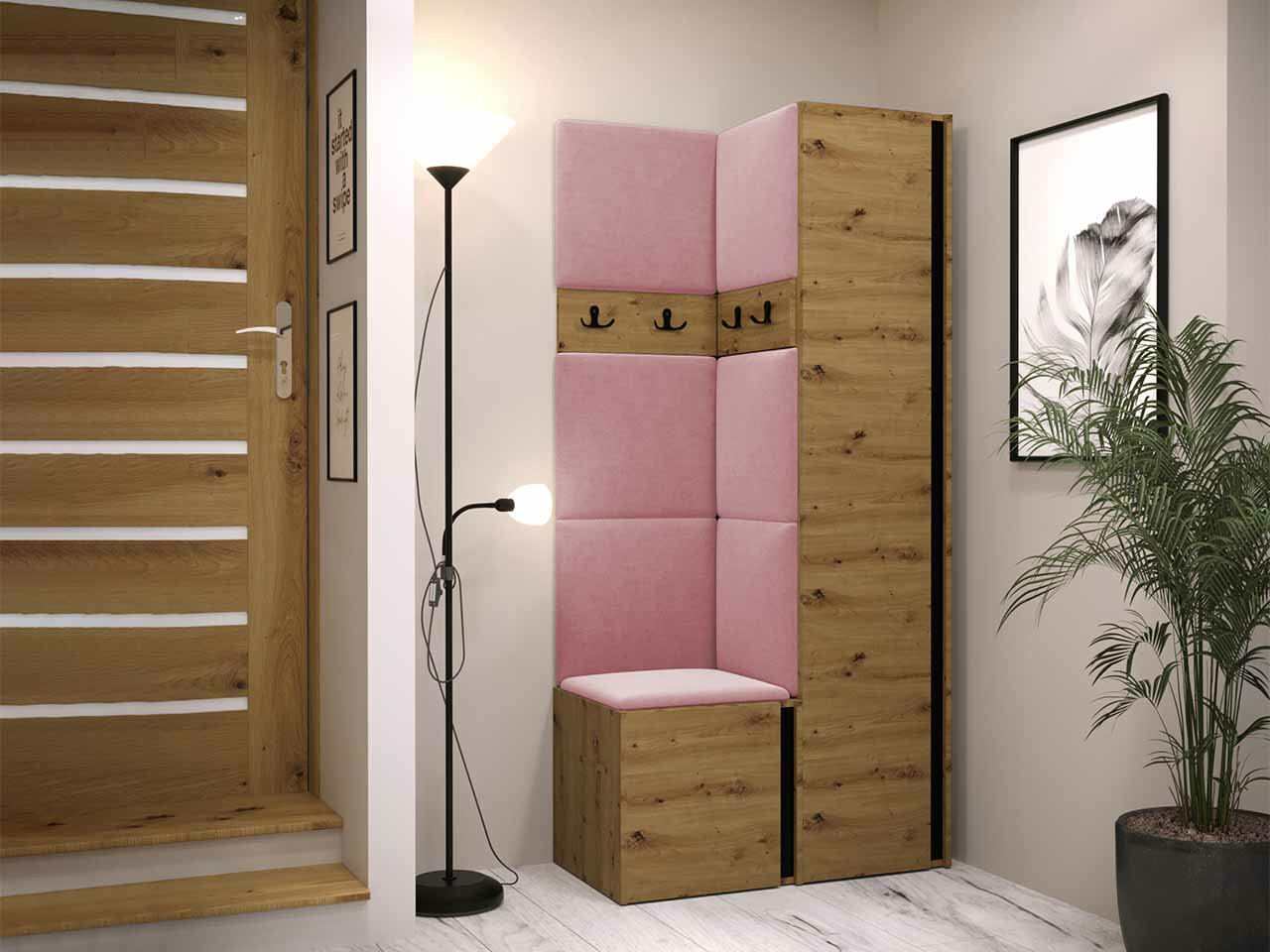 Set za hodnik Hartford 348 (Zanatski hrast + Crno)