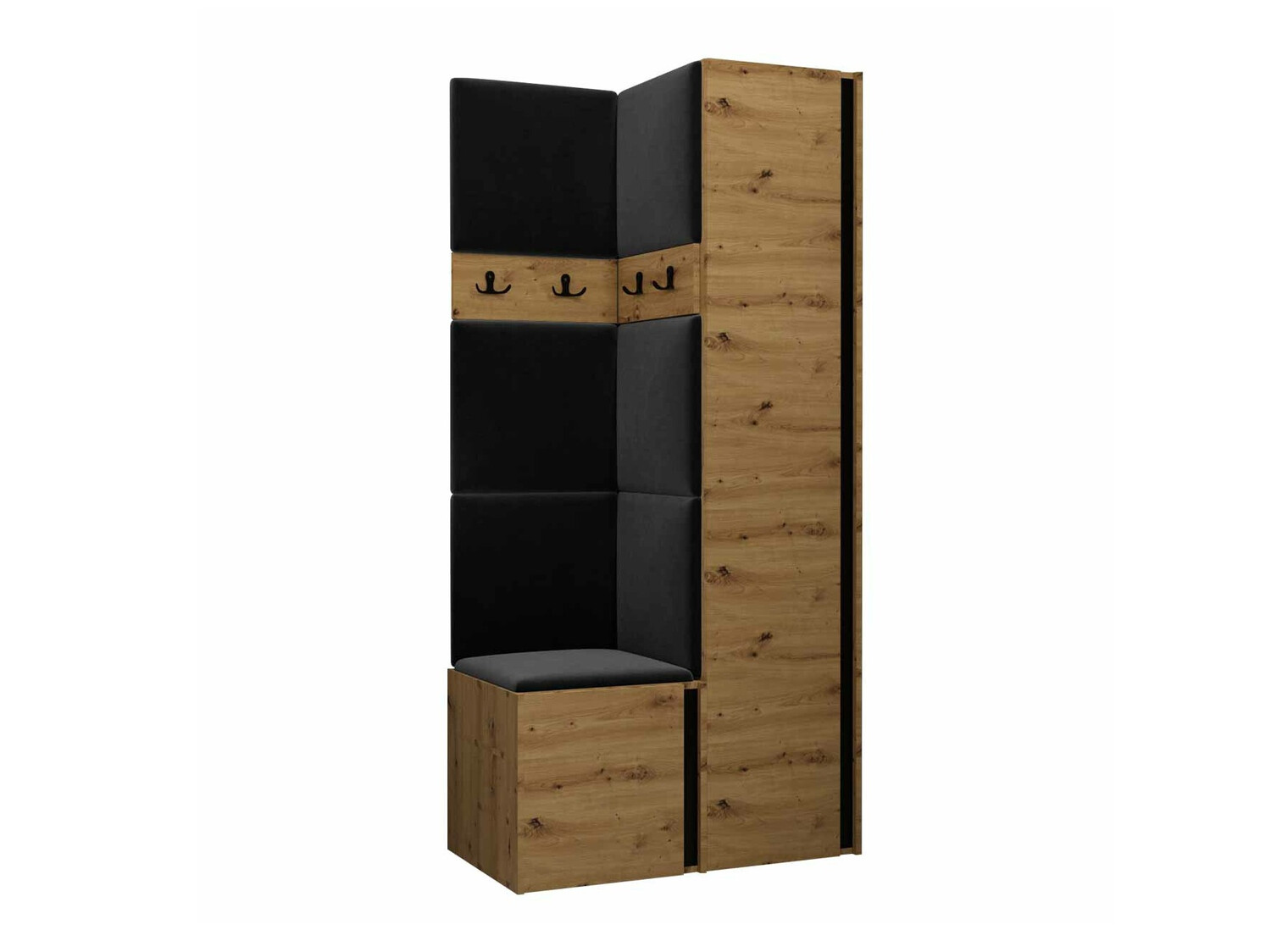 Set za hodnik Hartford 348 (Zanatski hrast + Crno)