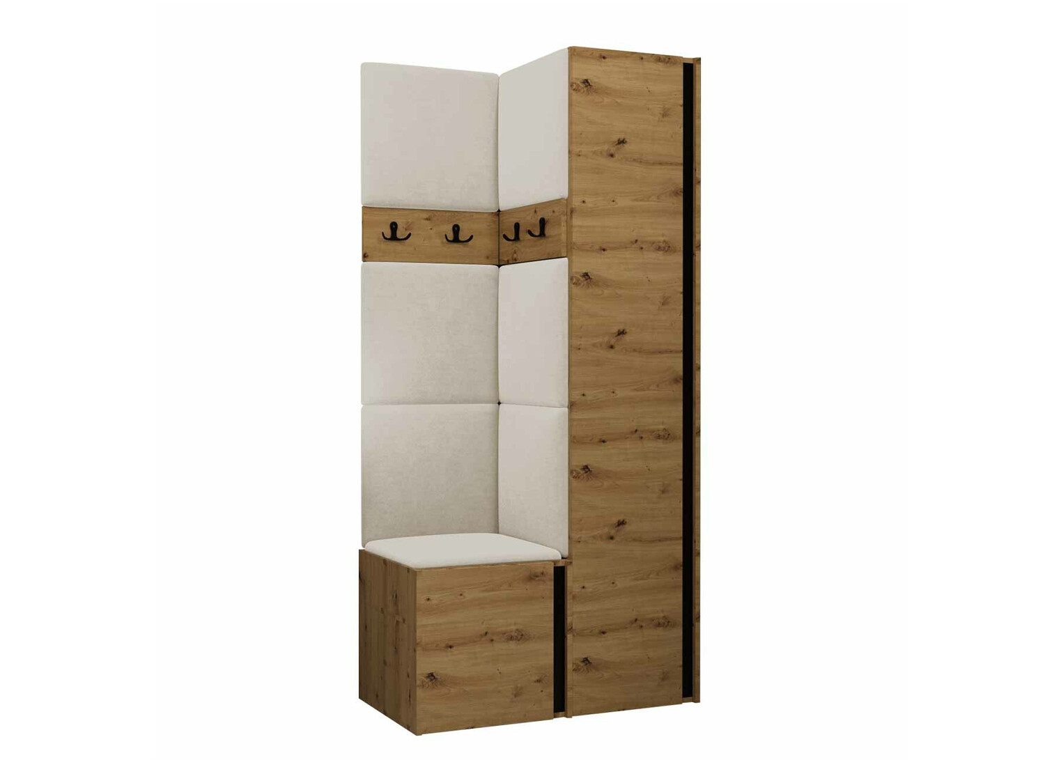 Set za hodnik Pinis XXIV (Artisan hrast + Crno)