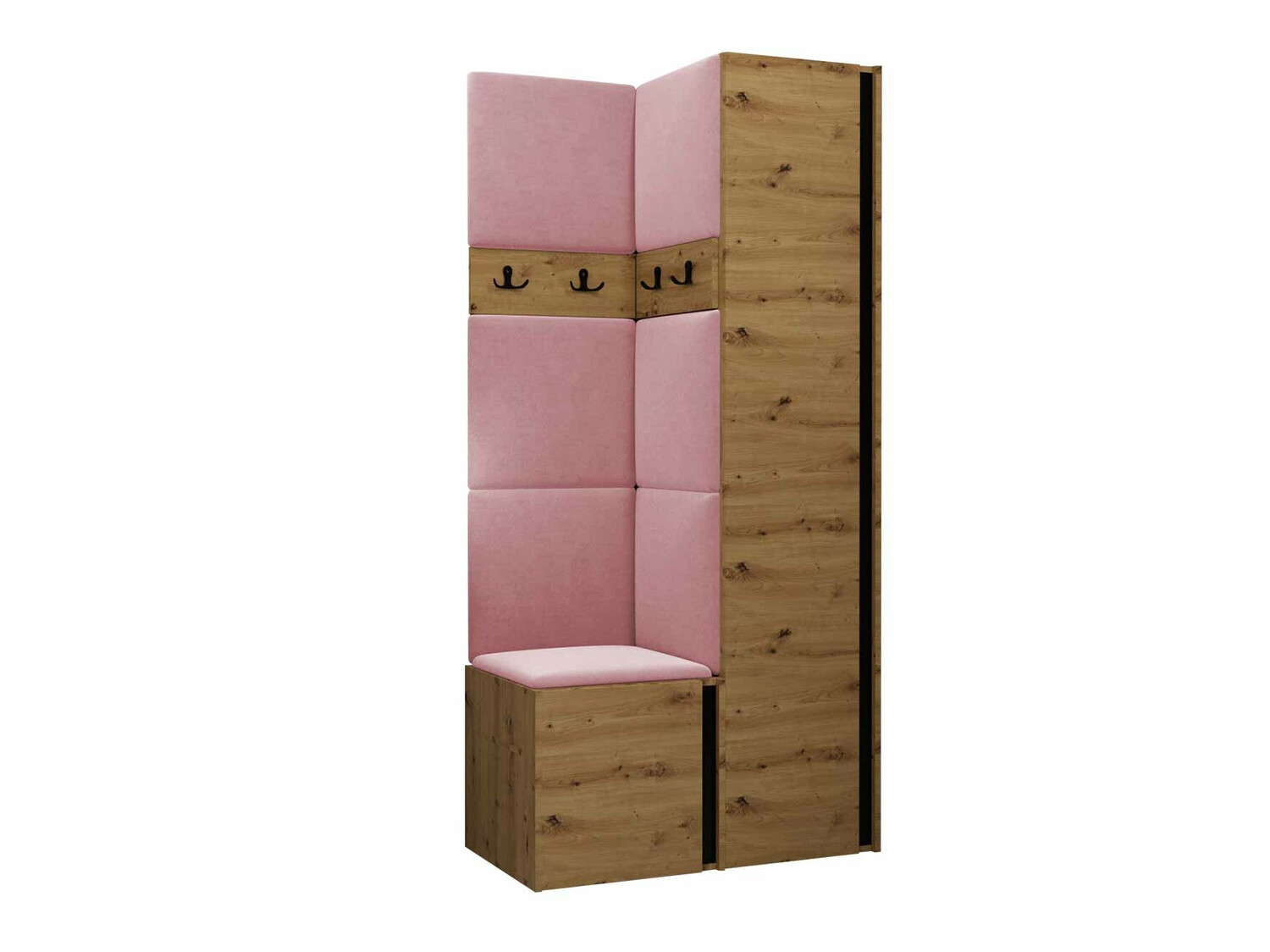 Set za hodnik Pinis XXIV (Artisan hrast + Crno)