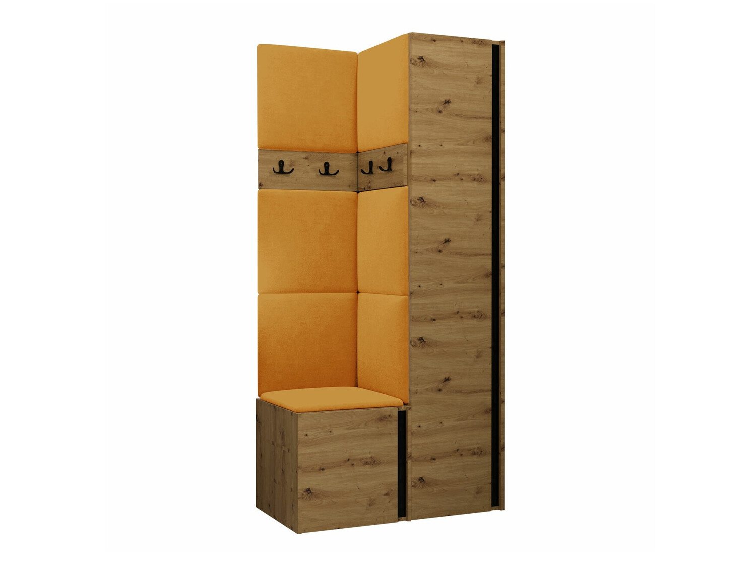 Set za hodnik Pinis XXIV (Artisan hrast + Crno)