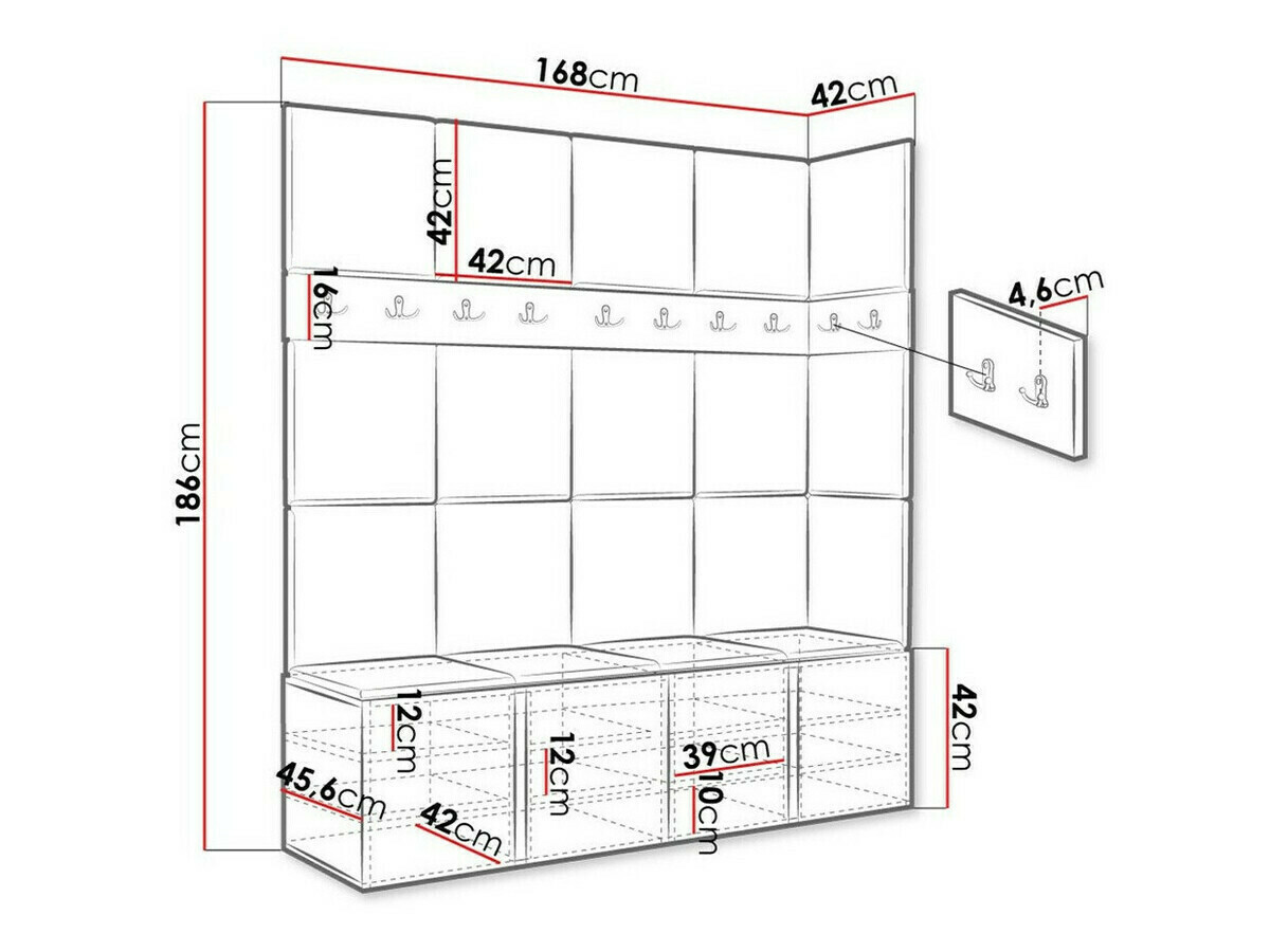 Set za hodnik Hartford 265 (Graphite)