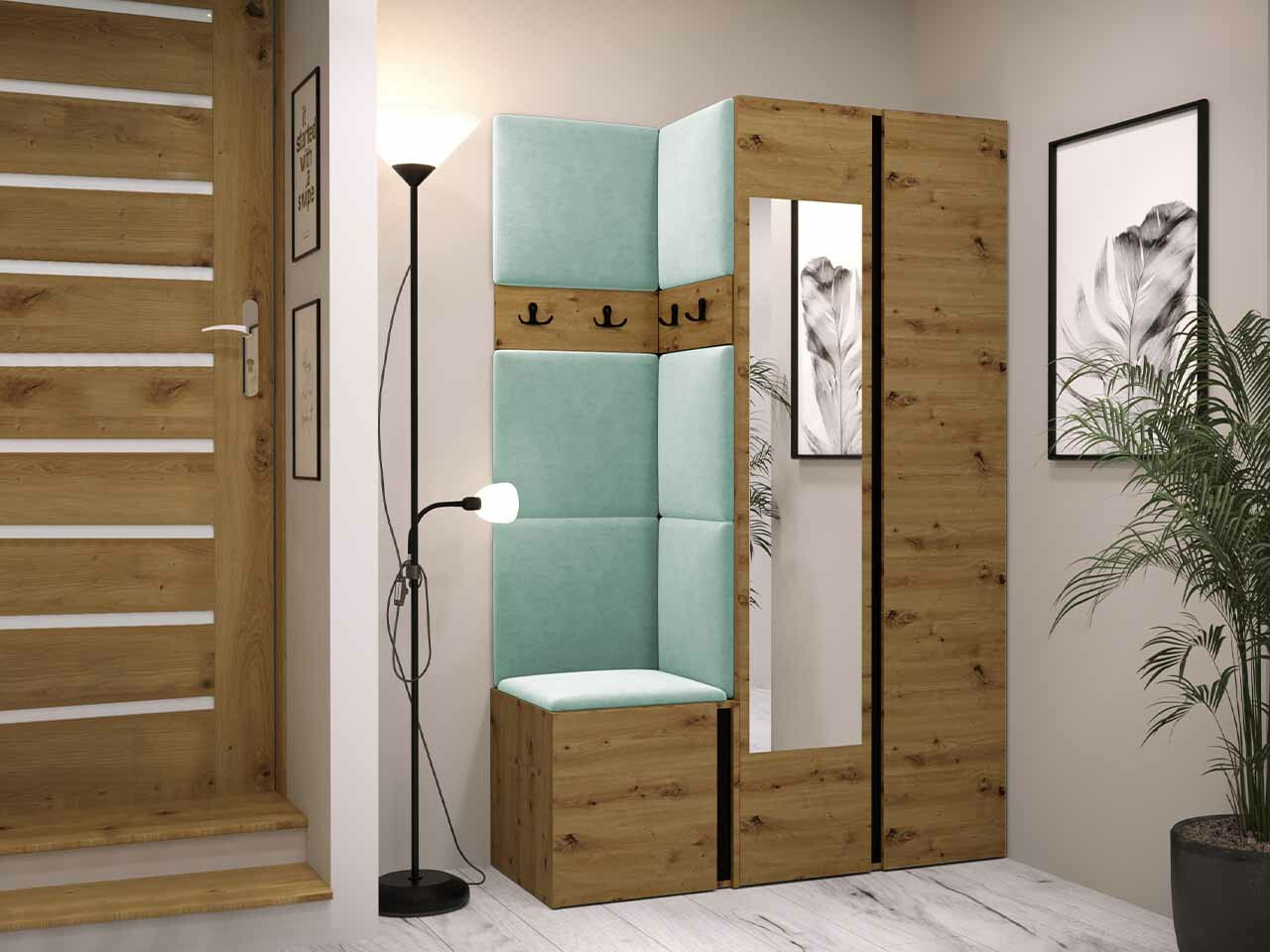 Set za hodnik Hartford 350 (Zanatski hrast + Crno)