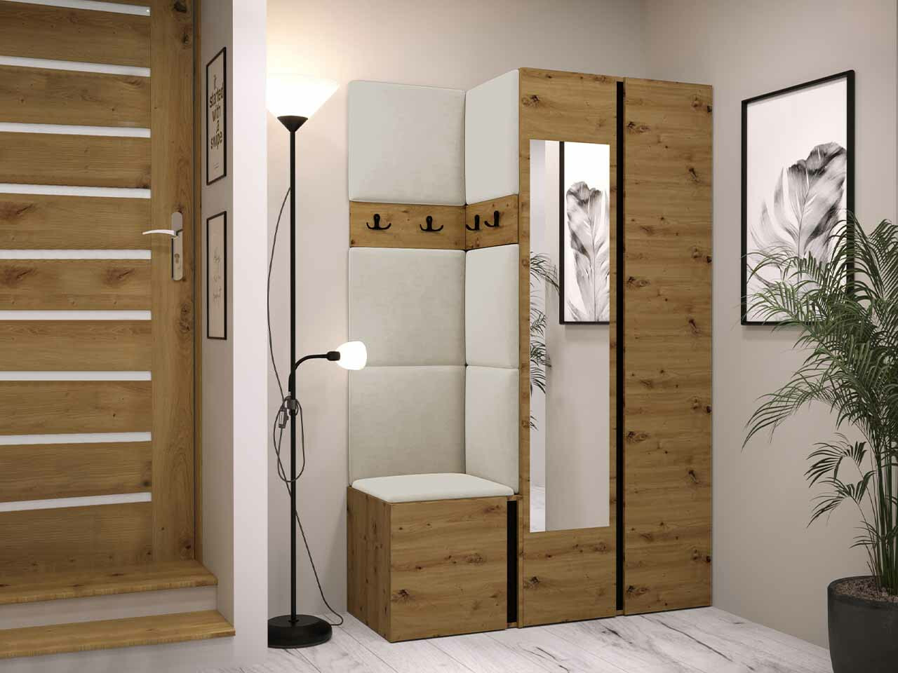 Set za hodnik Hartford 350 (Zanatski hrast + Crno)