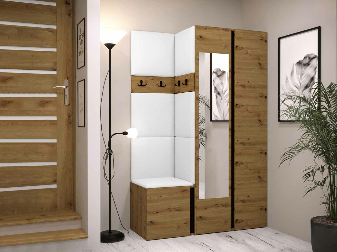 Set za hodnik Hartford 350 (Zanatski hrast + Crno)